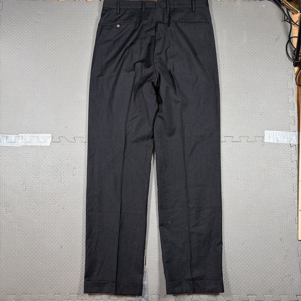 Paul Stuart Dress Men Pants Trousers Flannel Wool Pleated Cuffed Old Money 34x35 - Picture 3 of 10